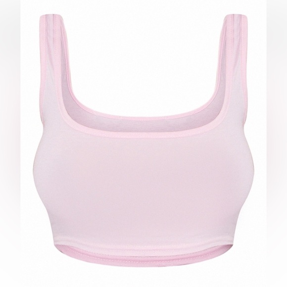 Basic Baby Pink Scoop Neck Crop Top small - Picture 2 of 5